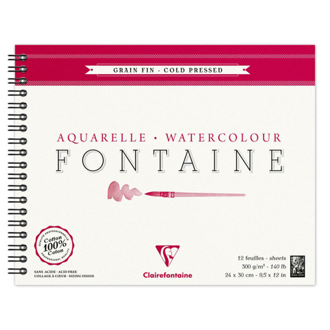 Clairefontaine Aquarellblock Fontaine mit Doppelspirale - feinkörnig