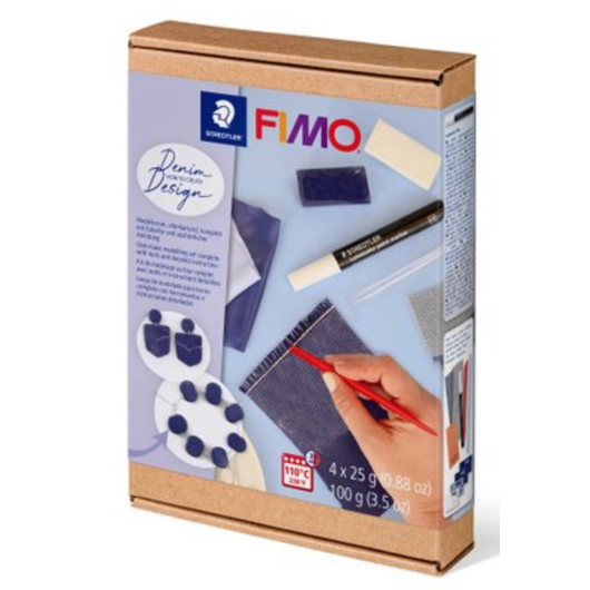 STAEDTLER FIMO Ofenhärtende Modelliermasse 8025 HTC2 - Jeans-Design Set Strukturpaste