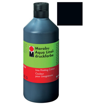 Marabu Linoldruckfarbe Aquarell - Schwarz 500ml Linoldruckfarbe