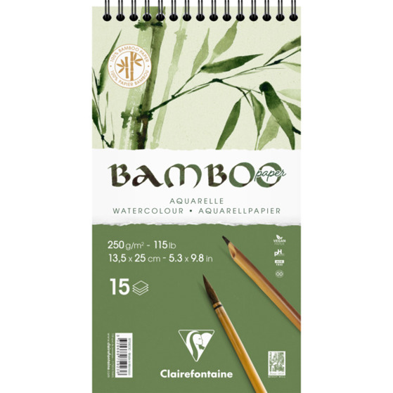 Clairefontaine Bamboo Spiralblock - 15 Blatt Aquarellpapier