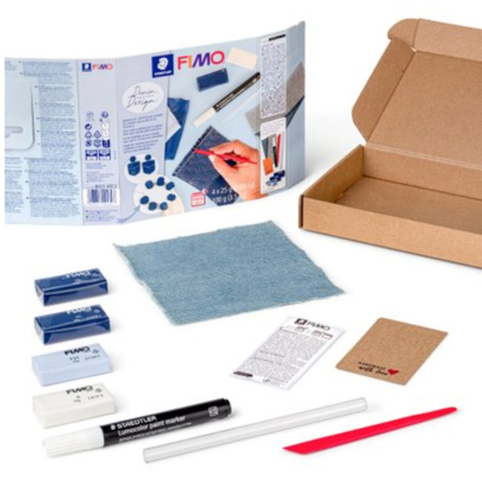 STAEDTLER FIMO Ofenhärtende Modelliermasse 8025 HTC2 - Jeans-Design Set Strukturpaste